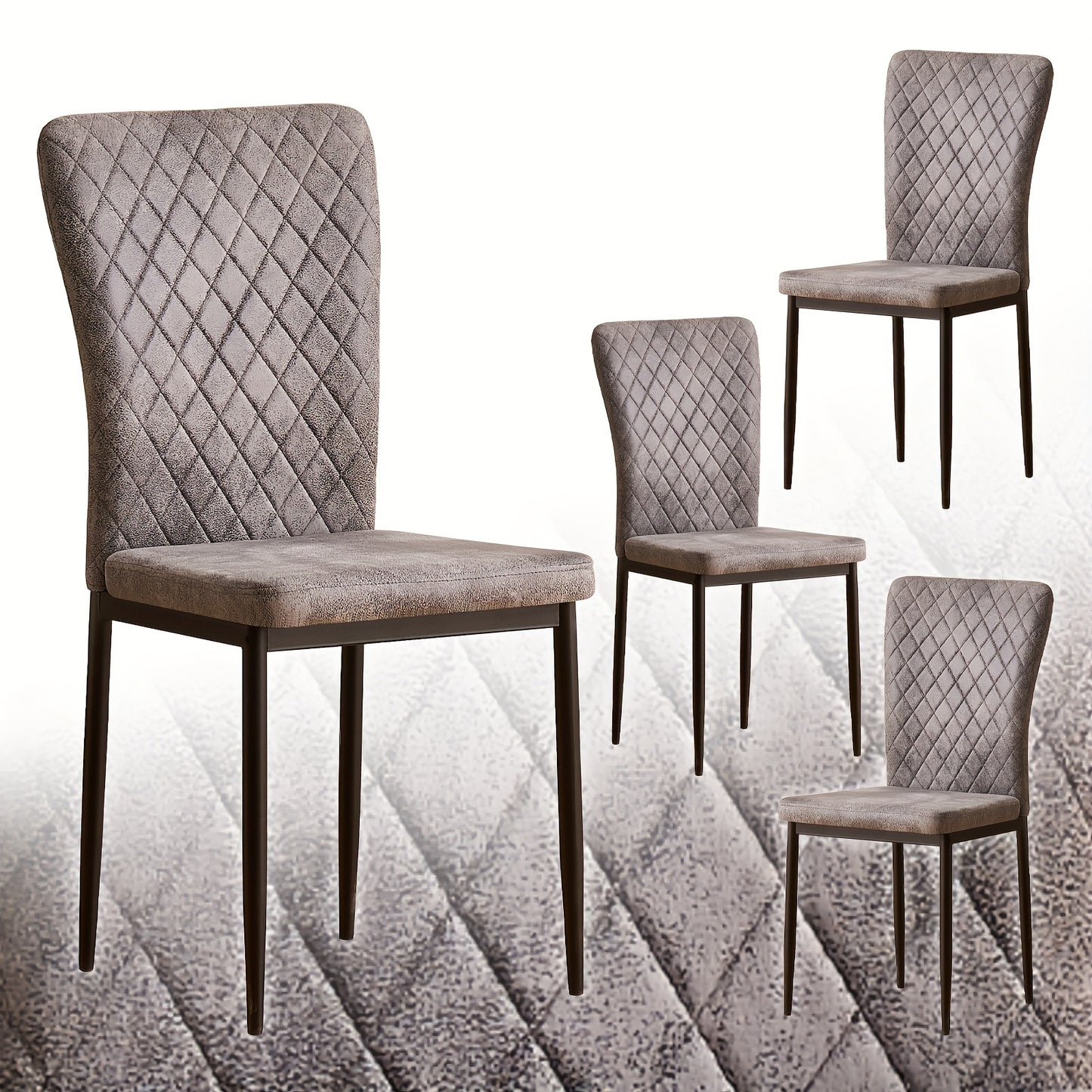 Dining Chairs Set Of 4/6- Velvet/Artificial Leather Armless High Back Upholstered Soft Seat with Black Metal Legs for Dining Room, Kitchen Room