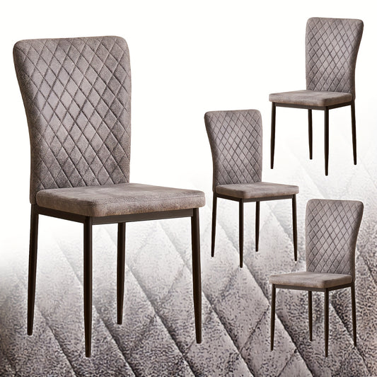 Dining Chairs Set Of 4/6- Velvet/Artificial Leather Armless High Back Upholstered Soft Seat with Black Metal Legs for Dining Room, Kitchen Room