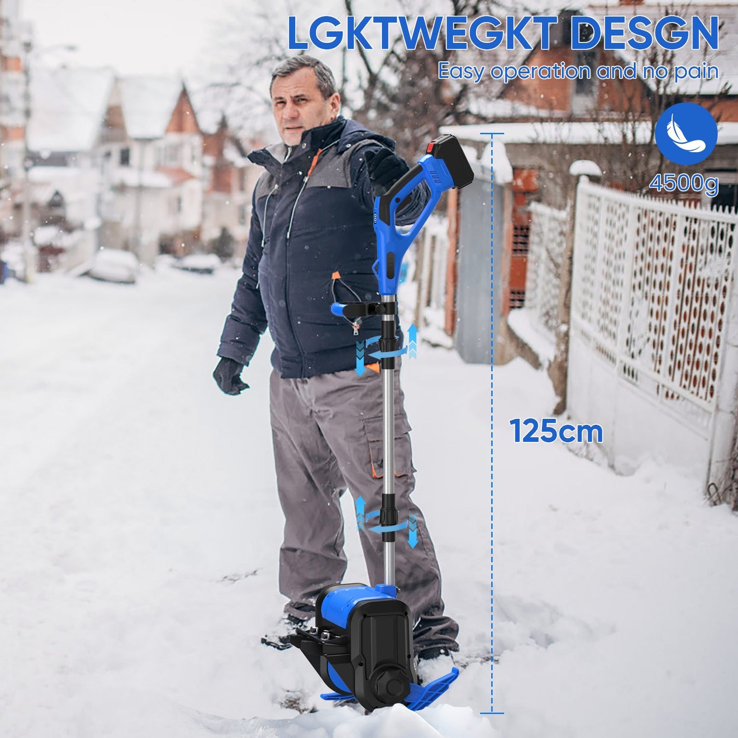 Sneeuwblazer – Sneeuwruimer – Sneeuwschuiver – Bladblazer – Accu Bladblazer – 1000W Borstelloze Motor – 30 cm Werkbreedte – Draadloos Opvouwbaar Design