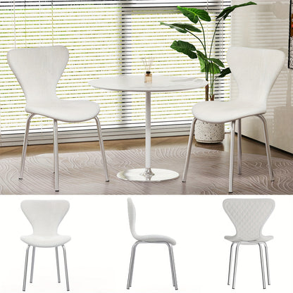 Eetkamerstoel – Kuipstoel – Barkruk – Keukenstoel – Stoel – Luxe Witte Velvet Bekleding – Zilverkleurig Metalen Onderstel