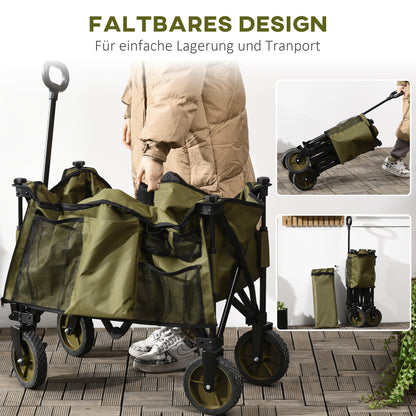 Vouwkar – Bolderkar – Steekwagentje – Transportkar – Inklapbare kar – Draagvermogen 120 kg – Stalen frame groen