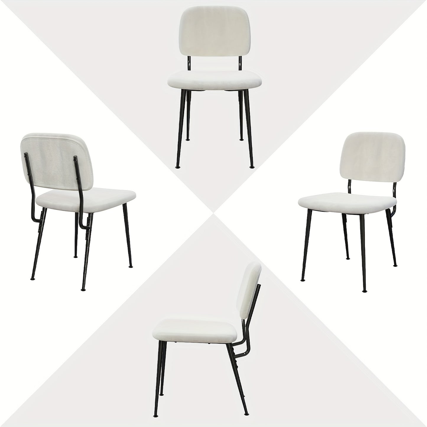 Set van 2 Sherpa Eetkamerstoelen – Witte Stoelen met Metalen Poten – Ergonomisch, Stijlvol en Comfortabel voor Keuken, Woonkamer of Eetkamer
