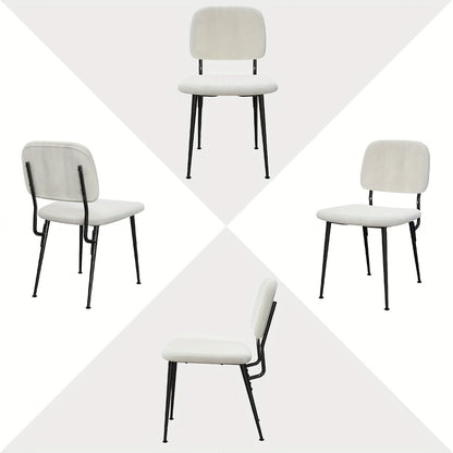 Set van 2 Sherpa Eetkamerstoelen – Witte Stoelen met Metalen Poten – Ergonomisch, Stijlvol en Comfortabel voor Keuken, Woonkamer of Eetkamer