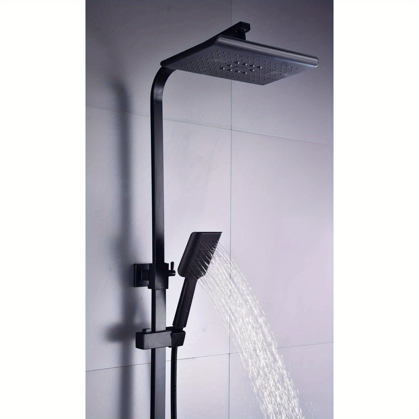 Douchesysteem Thermostaat – Douche Set – Regendouche – Handdouche – Douchekop – Zwart – Verstelbare Stang 90-110 cm – Duurzaam Chroom Messing