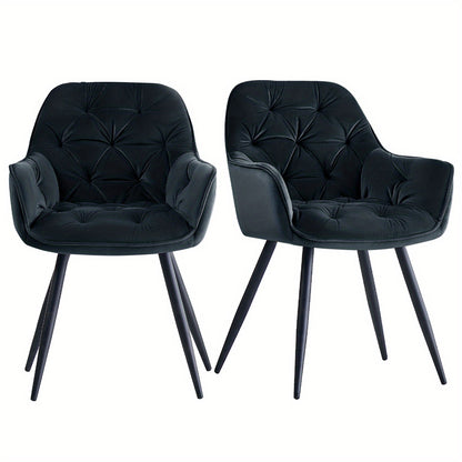JYMTOM Velvet Dining Chairs with Padded Seat and Backrest Sturdy Metal Legs and Armrests Comfortable Accent Chair for Dining Room Living Room or Lounge, Home Decor Furniture, Lounge Seating, Velvet Upholstery, Elegant Design,