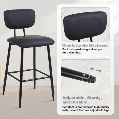 Barstoel – Barkruk – Barstoel Kruk – Barkrukken – Barstoel Stoel – Set van 2 – Verstelbare Zithoogte 66 cm – Met Metalen Frame en Kunstleren Bekleding