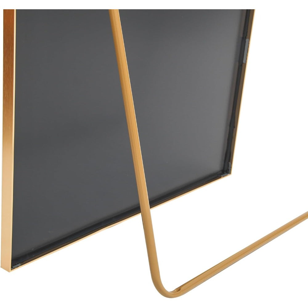 Volledige Lengte Spiegel – Vloerspiegel – Staande Spiegel – Wandspiegel – Grote Spiegel – 80 x 180 cm – Gehard Glas Met Goudkleurig Metalen Frame – U-Vormige Standaard En Ophanghaak