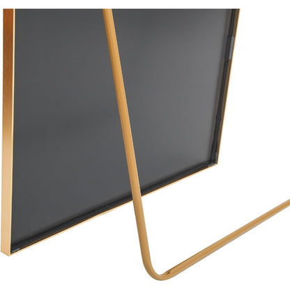 Volledige Lengte Spiegel – Vloerspiegel – Staande Spiegel – Wandspiegel – Grote Spiegel – 80 x 180 cm – Gehard Glas Met Goudkleurig Metalen Frame – U-Vormige Standaard En Ophanghaak