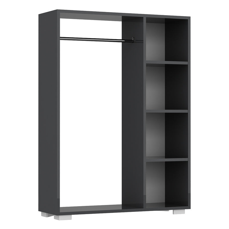 Kledingkast – Garderobekast – Kleerkast – Opbergkast – Dichte Kast – Antraciet – Compact 126x90x30 cm – Stevig Spaanplaat met Kledingstang