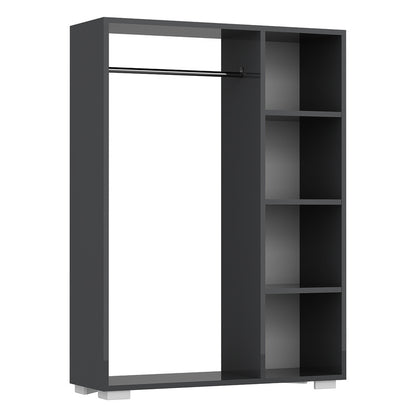 Kledingkast – Garderobekast – Kleerkast – Opbergkast – Dichte Kast – Antraciet – Compact 126x90x30 cm – Stevig Spaanplaat met Kledingstang