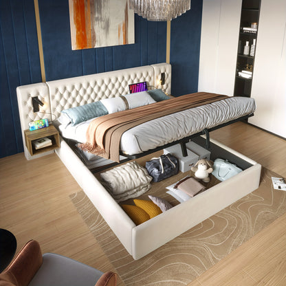 Eenpersoonsbed – Bedbank – Slaapbank – Opbergbed – Logeerbed – Grijs Gestoffeerd – Opbergruimte Onderbed – Lattenbodem – 90x200 cm