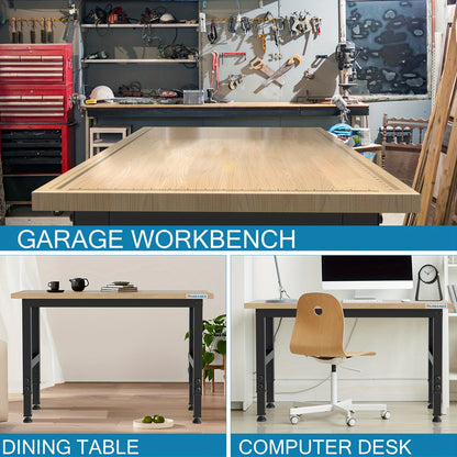 Werkbank – Werktafel – Werkbank Verstelbaar – Werkblad – Montagebank – Rubberhout – 120 cm – Verstelbare Hoogte 5 Standen – Draagvermogen 900+ kg