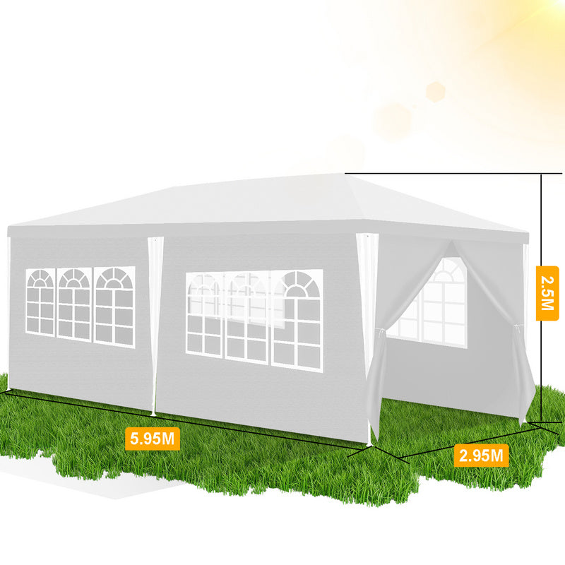 Partytent - Feesttent – Tuinkamer – Buitentent – Paviljoen – UV-bestendig PE – Stevig IJzeren Frame - 3x6m – Wit
