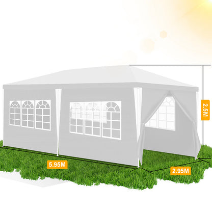 Partytent - Feesttent – Tuinkamer – Buitentent – Paviljoen – UV-bestendig PE – Stevig IJzeren Frame - 3x6m – Wit