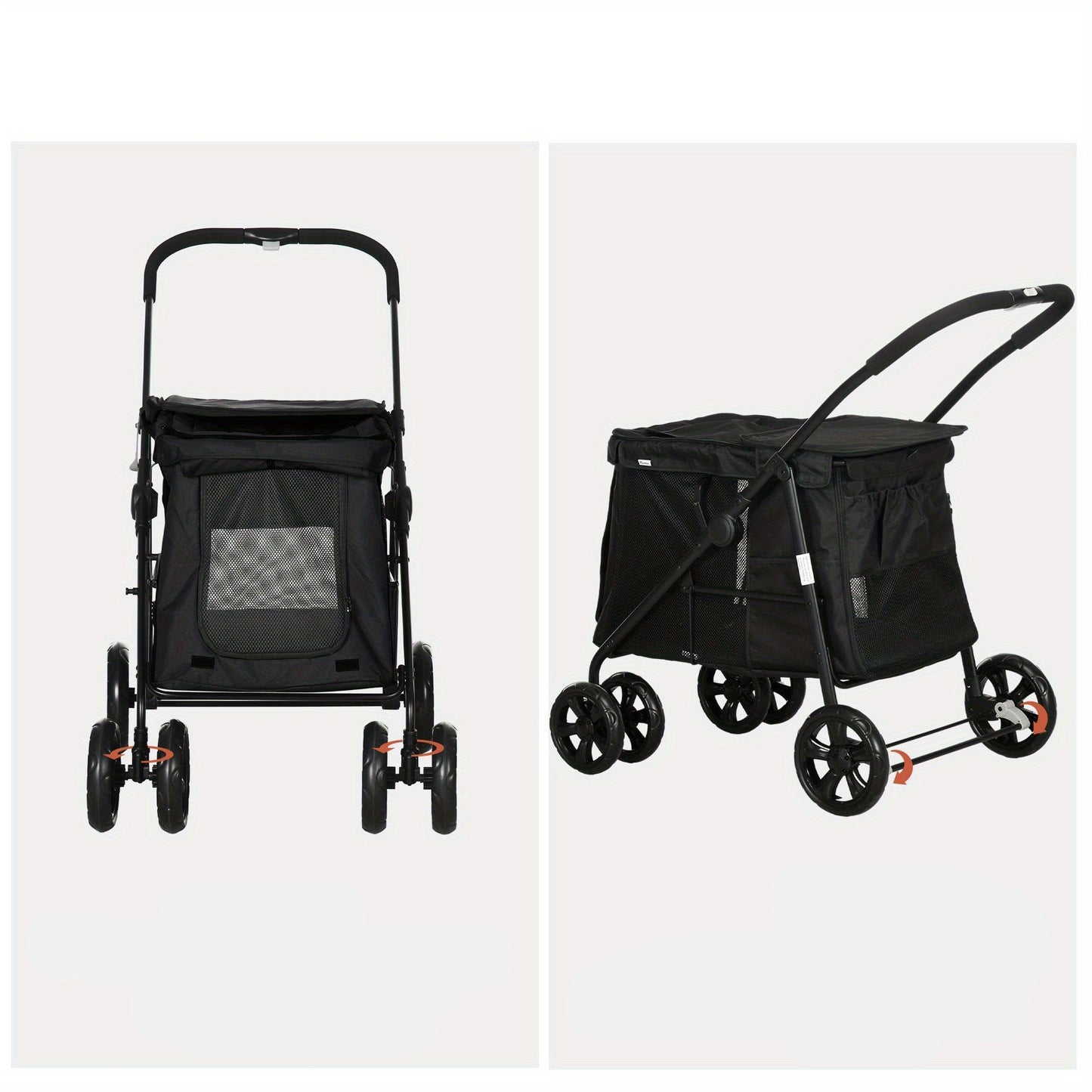 Hondenfietsaanhanger – Hondenfietskar – Hondenbuggy – Dierenkar – Fietskar – 3-in-1 Design – Stevig IJzeren Frame – Geschikt tot 10 kg – Grijze Oxford Stof – Reflectoren & Veiligheidsvlag