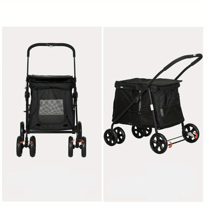 Hondenfietsaanhanger – Hondenfietskar – Hondenbuggy – Dierenkar – Fietskar – 3-in-1 Design – Stevig IJzeren Frame – Geschikt tot 10 kg – Grijze Oxford Stof – Reflectoren & Veiligheidsvlag