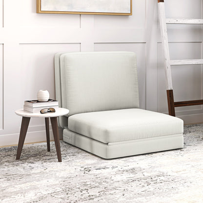 Verstelbare Zitzak – Vloerstoel – Fauteuil – Chaise Longue – Sofa Bed – Velours Crème – Opvouwbaar & Ruimtebesparend – Draaggewicht 240 Kg