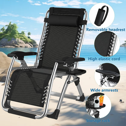 Folding deck chair with cushions, sun lounger for garden, terrace, beach and pool - Folding lounge chair with cushions, load capacity 200kg
