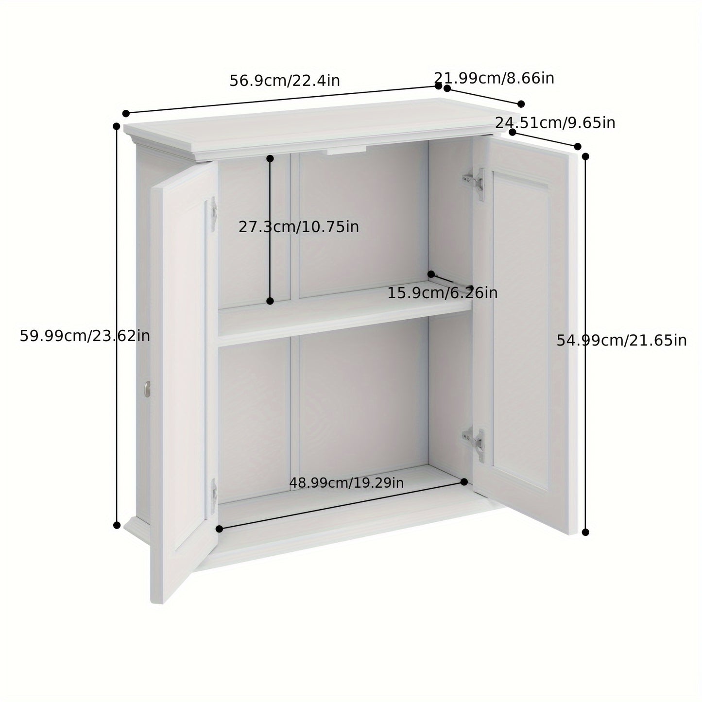 Wandkast – Badkamerkast – Opbergkast – Keukenkast – Hangkast – Wit Houten Materiaal – Verstelbare Planken