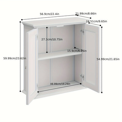 Wandkast – Badkamerkast – Opbergkast – Keukenkast – Hangkast – Wit Houten Materiaal – Verstelbare Planken