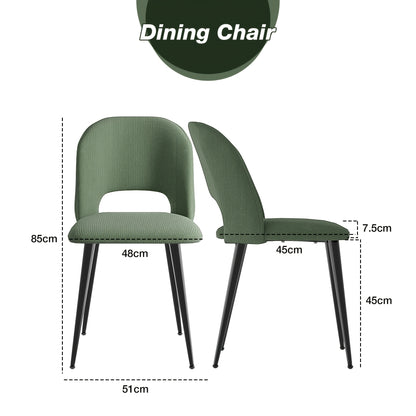 Eetkamerstoelen – Keukenstoelen – Eettafelstoelen – Stoelen – Kuipstoelen – Gestreepte Katoenen Bekleding – Stevige Metalen Poten – Set Van 4 – Groen
