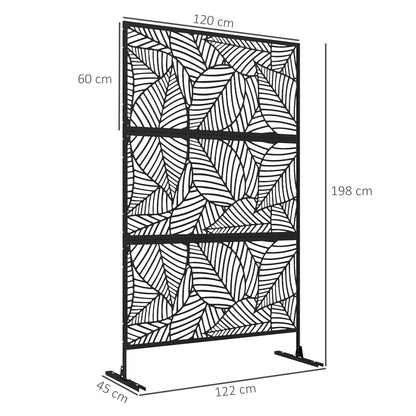 Kamerscherm – Scheidingswand – Roomdivider – Tuinscherm – Paravent – Metaal – Zwart – 122x45x198 cm – Weerbestendig Epoxy