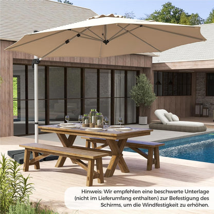 Zonneparasol – Tuinparasol – Terrasparasol – Marktparasol – Balkonparasol – Ø 330 cm – 360° Draaibaar Met Knikmechanisme – UPF 50+ Bescherming – Beige