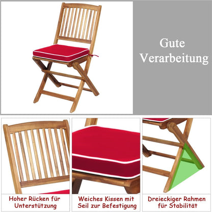 Bistroset – Tuinset – Balkonset – Eettafelset – Tuinmeubilair – Inklapbaar – Acaciahouten 3-delig met Rood Kussen