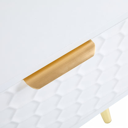 Tv-kast – TV Meubel – Media Kast – Entertainment Meubel – Luxe Verticale Kast – Geschikt voor TV’s tot 80 inch – Mat Wit Met Honeycomb Design