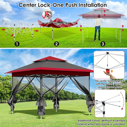 Partytent – Paviljoen – Feesttent – Tuintent – Vouwtent – 3x3 Meter – 4 Muskietennetten – UPF 50+ Zonbescherming