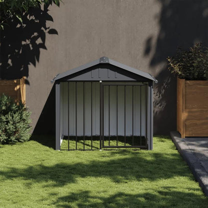 Dog hut with roof black 117x103x102cm galvanized steel This dog kennel provides plenty of space for your furry friend to be safe and comfortable.,  Pet Shelter, Spacious Kennel, Rustproof Material, Heavyduty Kennel, Dog House