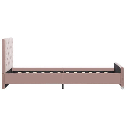 Bedframe 90x200 cm – Bedombouw – Bedbodem – Slaapkamer Meubel – Ledikant – Roze Velvet – Comfortabel Slapen – Eenvoudige Montage