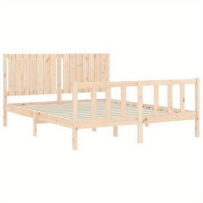Contemporary Wooden Bed Frame 160x200cm - Solid Pine, Removable & Durable, Easy Assembly, Minimalist Design with Headboard & Footboard, Perfect for Modern Bedroom Decor, Bedroom Furniture, Sleek Headboard, Sturdy Construction