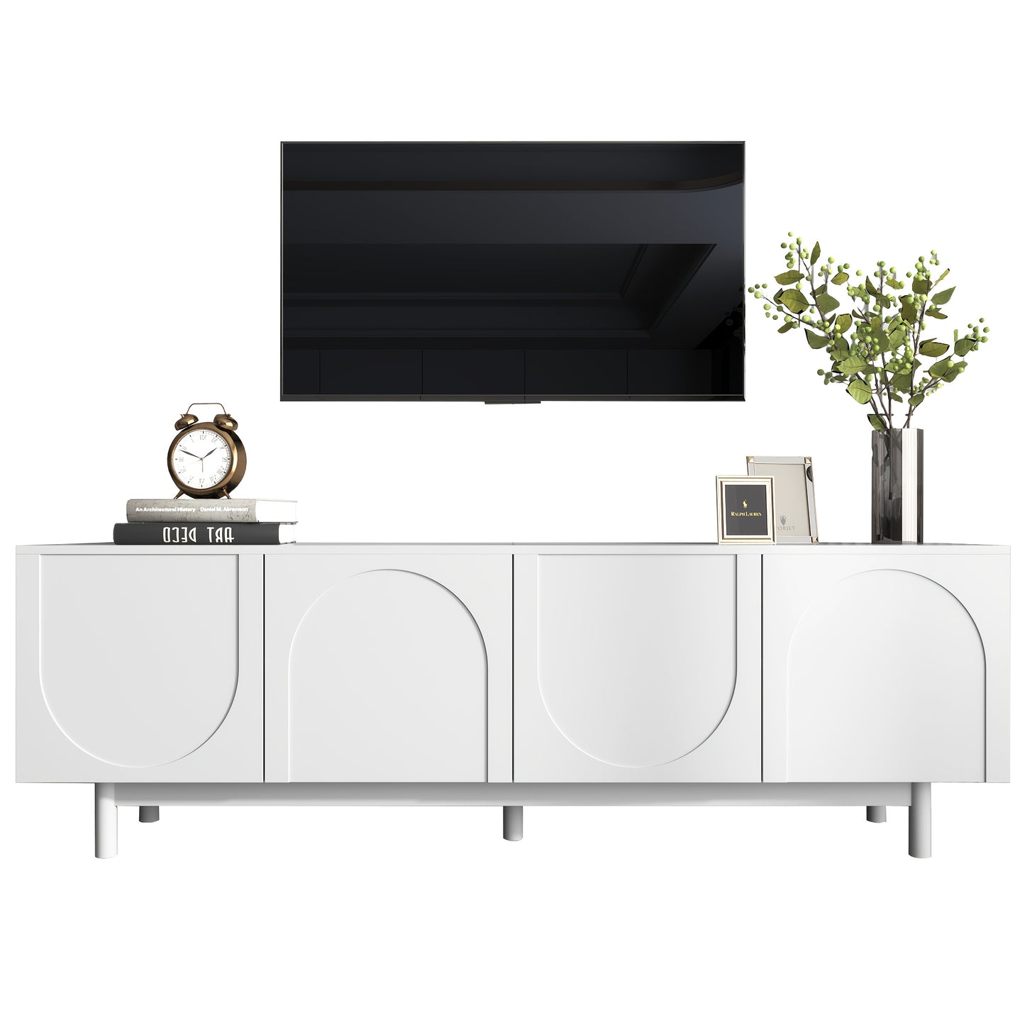 Modern White TV Cabinet, 175 X 38 X 56cm, Adjustable Shelves, Lightweight Low-profile TV Furniture, Luxury Style, Living Room Furniture, Tv Stand, Contemporary Furniture, Minimalist Style, Metal Construction, Highquality Mate