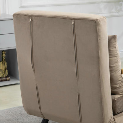 Fauteuil – Lounge Fauteuil – Stoel – Zetel – Armstoel – Compact Design – Lichtbruine Velvet Bekleding – Verstelbare Rugleuning – Stevige Zwarte Poten