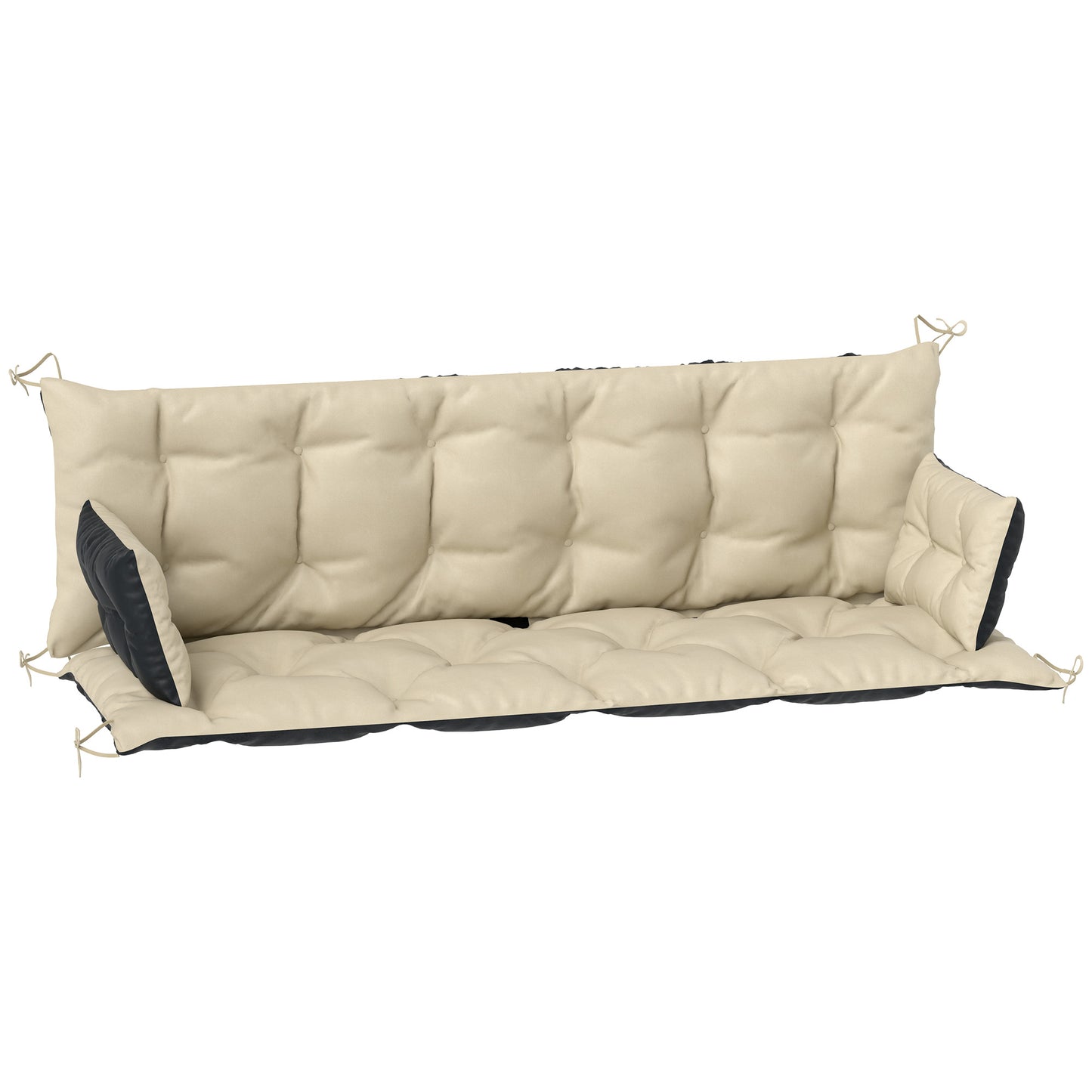 Buitenkussen – Tuinkussen – Sierkussen – Tuinstoelkussen – Bankkussen – Waterafstotend – Polyester Schuim 180x110x8 cm – Beige Zwart