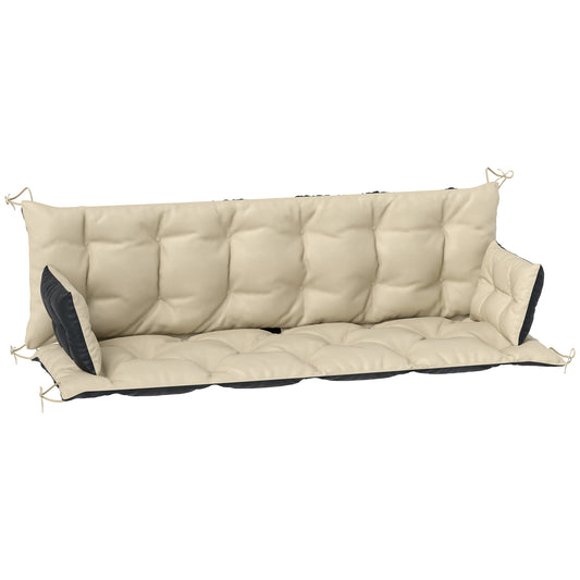 Buitenkussen – Tuinkussen – Sierkussen – Tuinstoelkussen – Bankkussen – Waterafstotend – Polyester Schuim 180x110x8 cm – Beige Zwart