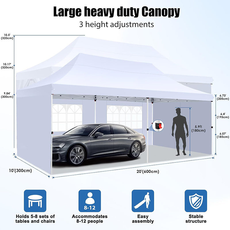 Pop-Up Tent – Vouwtent – Partytent – Tuinent – Festivaltent – Aluminium Frame – Zes Zijwanden Met Rits - QUORE