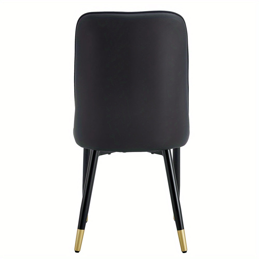 Eetkamerstoel – Stoel – Zitmeubel – Keukenstoel – Slaapkamerstoel – Set van 2 Zwart – PU Leer – Zwart Metalen Frame – Comfortabel en Duurzaam