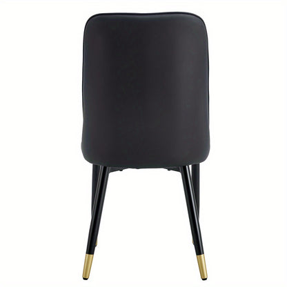 Eetkamerstoel – Stoel – Zitmeubel – Keukenstoel – Slaapkamerstoel – Set van 2 Zwart – PU Leer – Zwart Metalen Frame – Comfortabel en Duurzaam