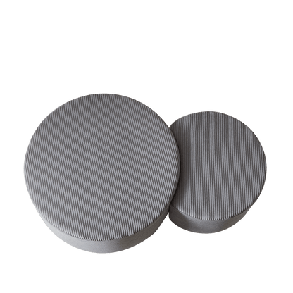 Salontafel – Bijzettafel – Koffietafel – Poef – Hocker – Ronde 2-delige set – Gestoffeerd met Zachte Foamvulling – Anti-slip Onderkant