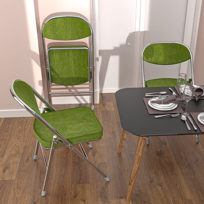 Klapstoel – Vouwstoel – Opvouwbare Stoel – Eettafelstoel – Tuinstoel – Set van 4 – Corduroy Fluweel – Comfortabele Gevoerde Zitting – Stevig Metalen Frame – Zithoogte 45 cm – Ruimtebesparend