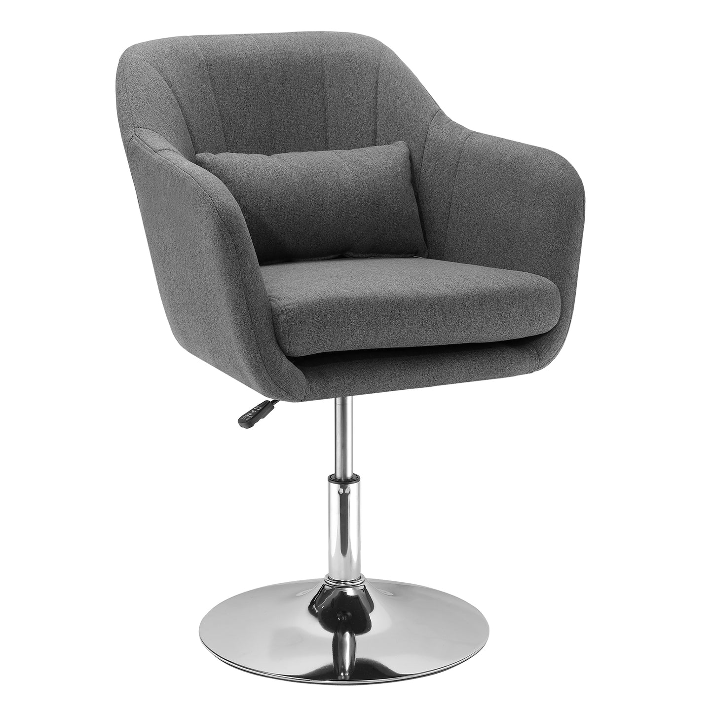 Draaifauteuil – Lounge Fauteuil – Relaxstoel – Stoel Met Armleuningen – Verstelbare Zithoogte – Met Metalen Frame – Linnenlook Bekleding – Donkergrijs