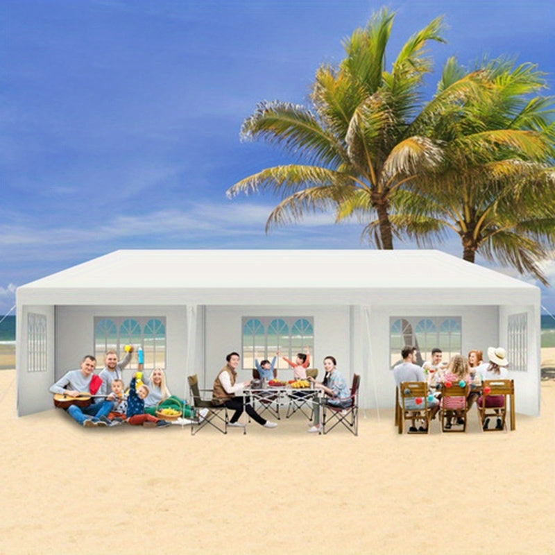 Garden Gazebo Party Tent with 4 Side Panels and Windows UV Protection, Suitable for Gardens, Parties, Weddings and Picnics (3x3m/3x6m/3x9m, Grey/White) - QUORE