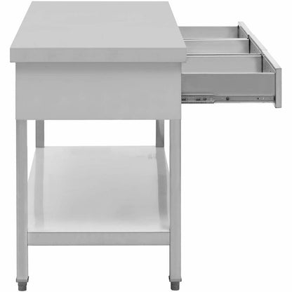 RVS Werktafel – Roestvrijstalen Tafel – Keukenwerkbank – Professionele Werkbank – Werkblad Met Lades – 150 x 60 cm – Draagkracht 295 kg