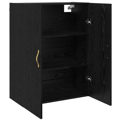Zwarte Wandkast – Wandmeubel – Opbergkast – Hangkast – Muurbekleding – Modern Design – Duurzame MDF Eikenlook – Ruimtebesparend Verticaal 69 cm