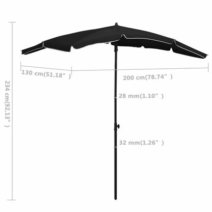 Parasol – Zonnescherm – Tuinparasol – Balkonparasol – Aluminium Schaduwparasol – 180x130 cm – Verstelbaar 180° Draaibaar – Duurzaam Metalen Frame – Smokeless Coal Grijs