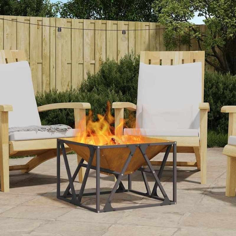 50x50x35cm Heavy-Duty Fire Pit - Portable Outdoor Wood-Burning Stove with Powder-Coated Brown, Compact Patio Heater for Garden, Balcony, Camping & Backyard (Assembly Required) - Durable Metal Fireplace