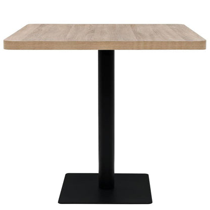 Bistrotic MDF and steel square 80x80x75cm oak look This bistro-style table is stylish and will be the focal point of your decor. It can also be used as a dining table. Practical and durable, it cleans easily with a damp cloth