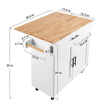keukenwagen – verrijdbare keukentrolley – mobiele keukentafel – keukenmeubel op wielen – keukenkar – massief rubberhout werkblad – inklapbaar zijblad